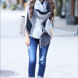 Gray & Black Blanket Scarf